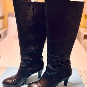 Antonio Melani “Elena”  Black Knee-High Leather Dress Boots